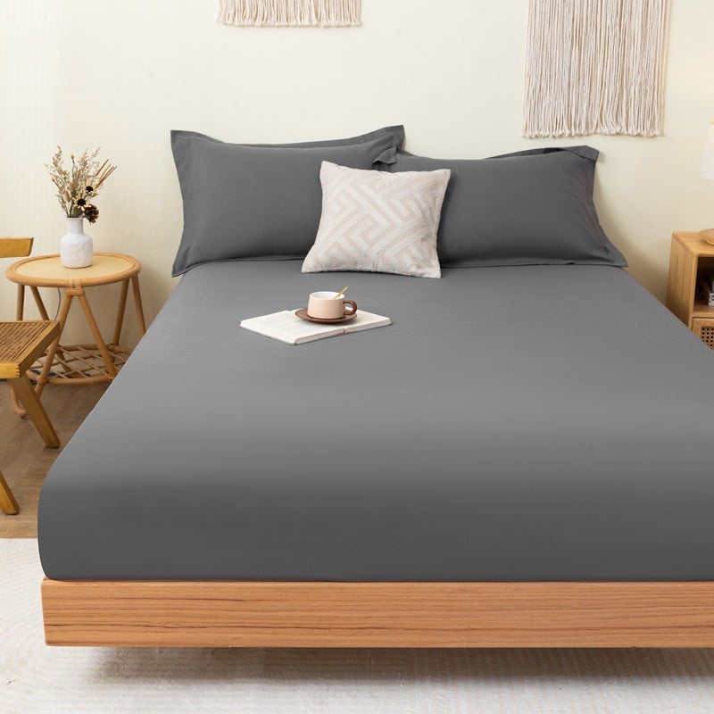Solid Color Brushed Single Fitted Sheet Comfortable Skin-Friendly Cotton Single Double Bedspread Bed Sheet Dustproof Protective Bedding - Image 4