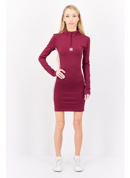adidas Originals Women Sportswear Fit Long Sleeve Outdoor Dress, Maroon  - Image 2