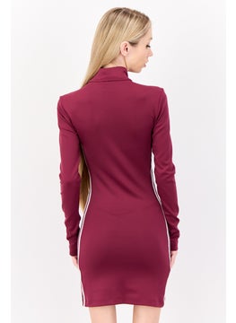 adidas Originals Women Sportswear Fit Long Sleeve Outdoor Dress, Maroon  - Image 4