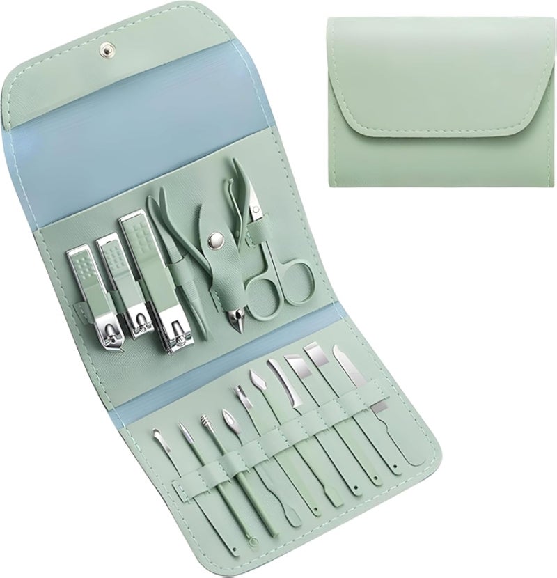 Elegant Nail Grooming Set - 16-Piece Stainless Steel Manicure and Pedicure Tools with Travel Case, Stylish and Durable Nail Care Essentials