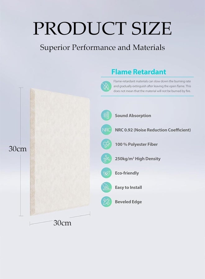 DUNISO 12 عبوة من ألواح الفوم العازلة للصوت، ألواح امتصاص الصوت للجدران، ألواح جدارية صوتية، ألواح صوتية ذات لاصق ذاتي بكثافة عالية، بلاط صوتي لاستوديو التسجيل، المكتب، الغرفة، المنزل (30*30 سم) - Image 2