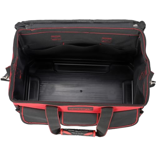 Heimerdinger 17 Inch Tool Bag with Adjustable Shoulder Strap,Wide Mouth Tool Bags,Heavy Duty Waterproof Tools Bag Organizer,Plastic Hard Bottom Base Tool Tote Bag for Men - Image 4