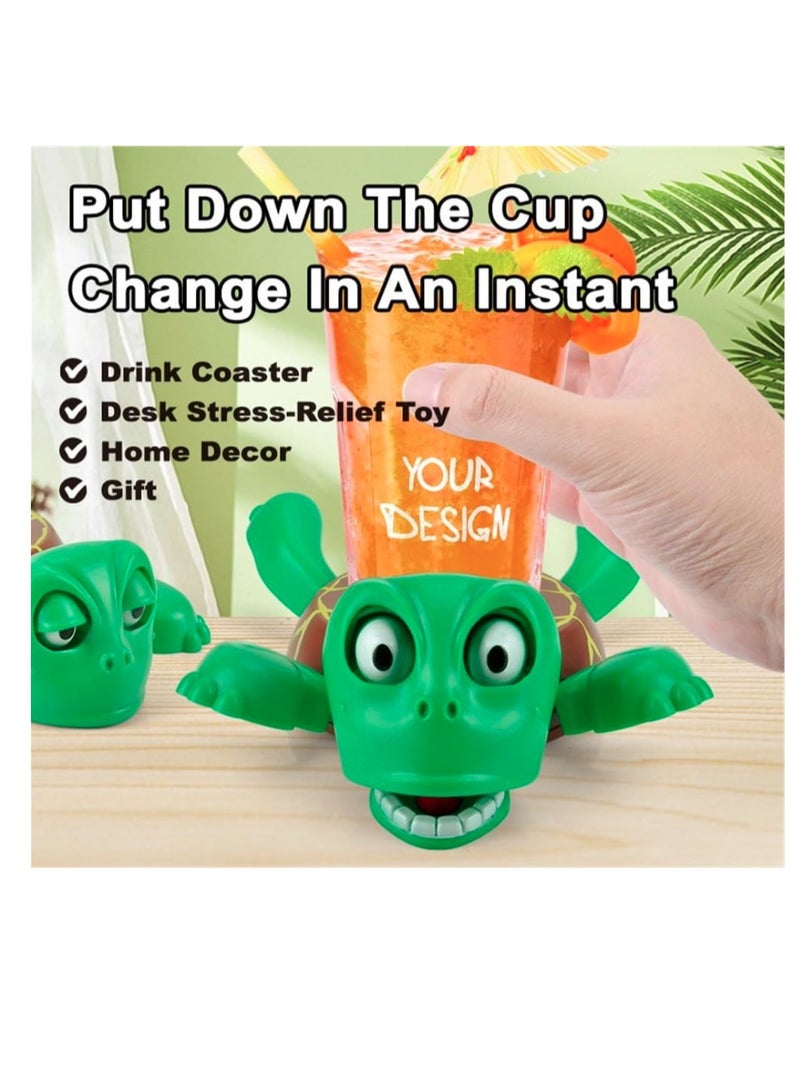 eBasket 3D Printed Turtle Coaster, Turtle Coaster That Will Laugh, Turtle Coaster With Funny Expression When You Place a Cup On Its Back, Funny Gift for Turtle Lovers, Turtle Decor for Office, Living Room and Kids Room (Multicolor) - Image 2