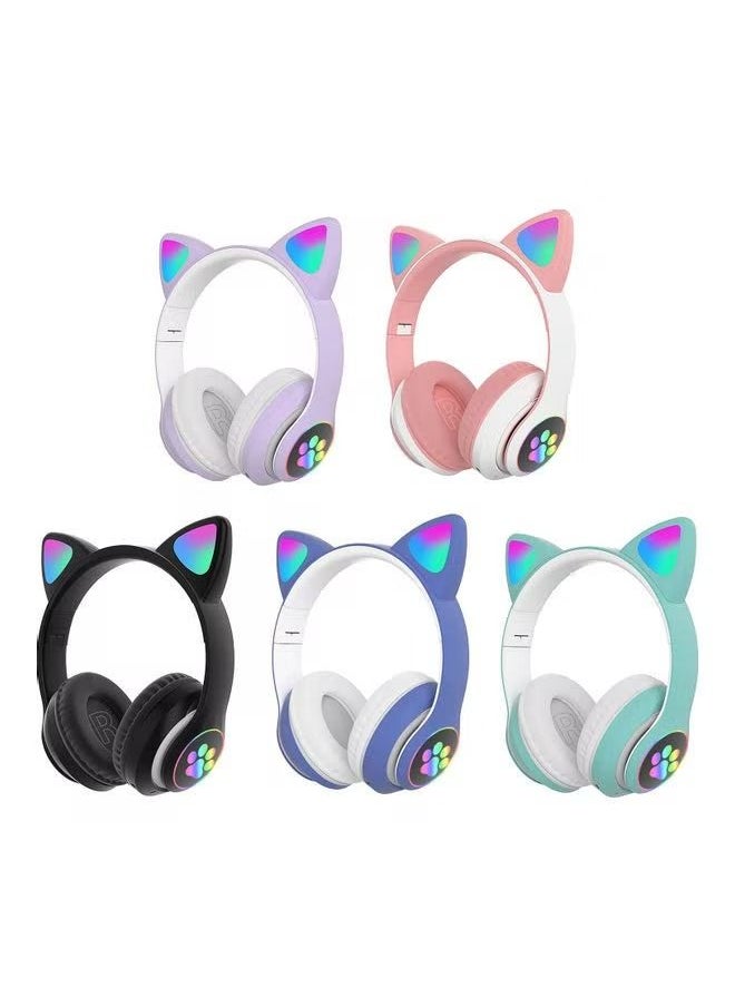 ACLIX Over Ear Music Headset Glowing Cat Ear BT 5.0 Purple  - Image 2