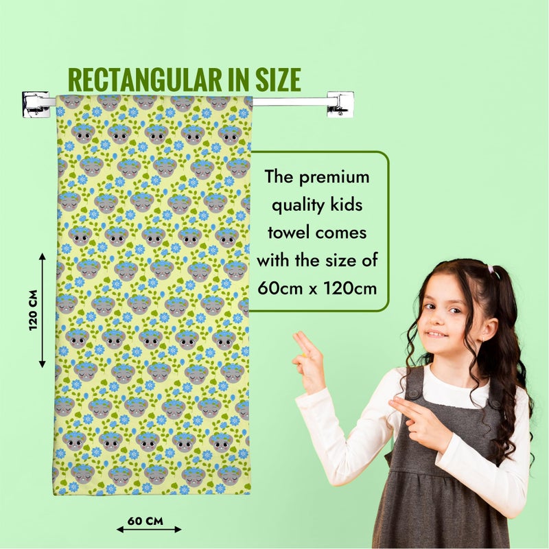 ECOSENSE® Kids Bath Towel Cotton Towel Printed Character Cartoon Ultra Soft Fully Absorbent 360 GSM, 60X120CM (Flower Dolls) - Image 4