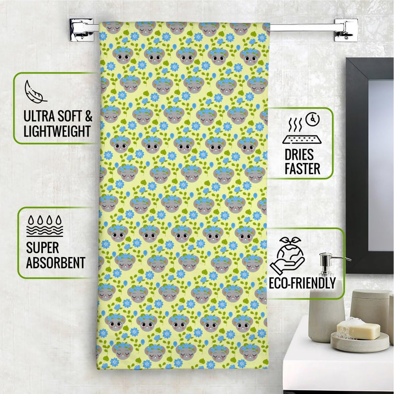 ECOSENSE® Kids Bath Towel Cotton Towel Printed Character Cartoon Ultra Soft Fully Absorbent 360 GSM, 60X120CM (Flower Dolls) - Image 3
