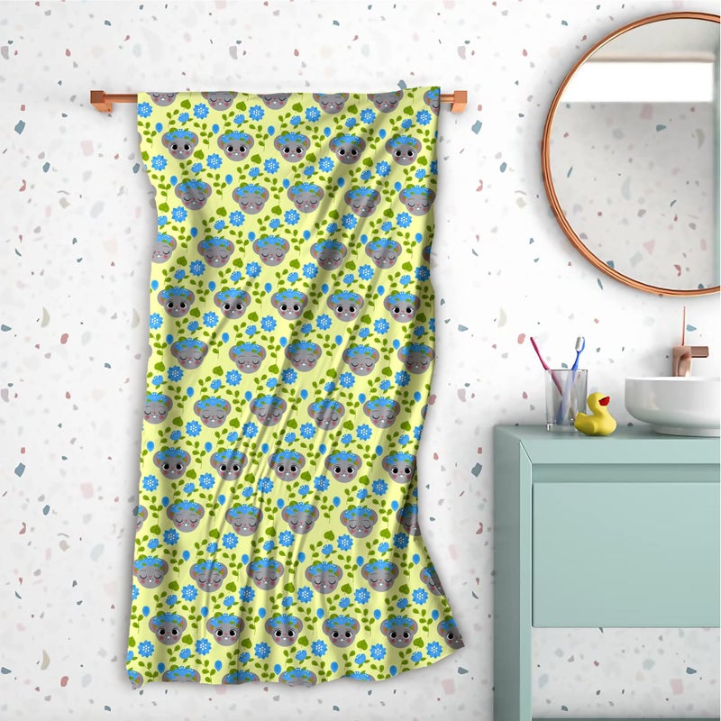 ECOSENSE® Kids Bath Towel Cotton Towel Printed Character Cartoon Ultra Soft Fully Absorbent 360 GSM, 60X120CM (Flower Dolls) - Image 1