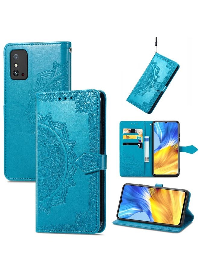 HuHa Case Cover For Honor X10 Max 5G Mandala Flower Embossed Flip Leather Phone Case Blue 