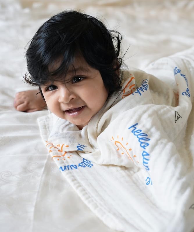 Doctor Towels Bamboo Baby Swaddle Wrap for New Born, Muslin Towels for Baby, 2 Free Reusable Washcloths Soft with 1 Swaddle Newborn, Baby Bath Towel for 0 to 2 Years, Sunshine - Image 3