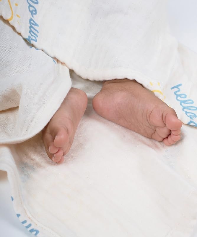 Doctor Towels Bamboo Baby Swaddle Wrap for New Born, Muslin Towels for Baby, 2 Free Reusable Washcloths Soft with 1 Swaddle Newborn, Baby Bath Towel for 0 to 2 Years, Sunshine - Image 4