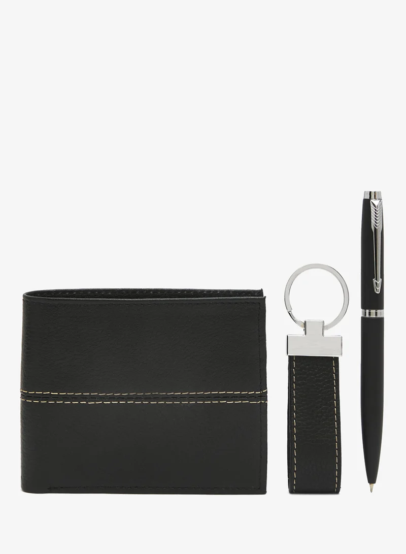 روبرت وود طقم هدايا محفظة جلد طبيعي وحلقة مفاتيح