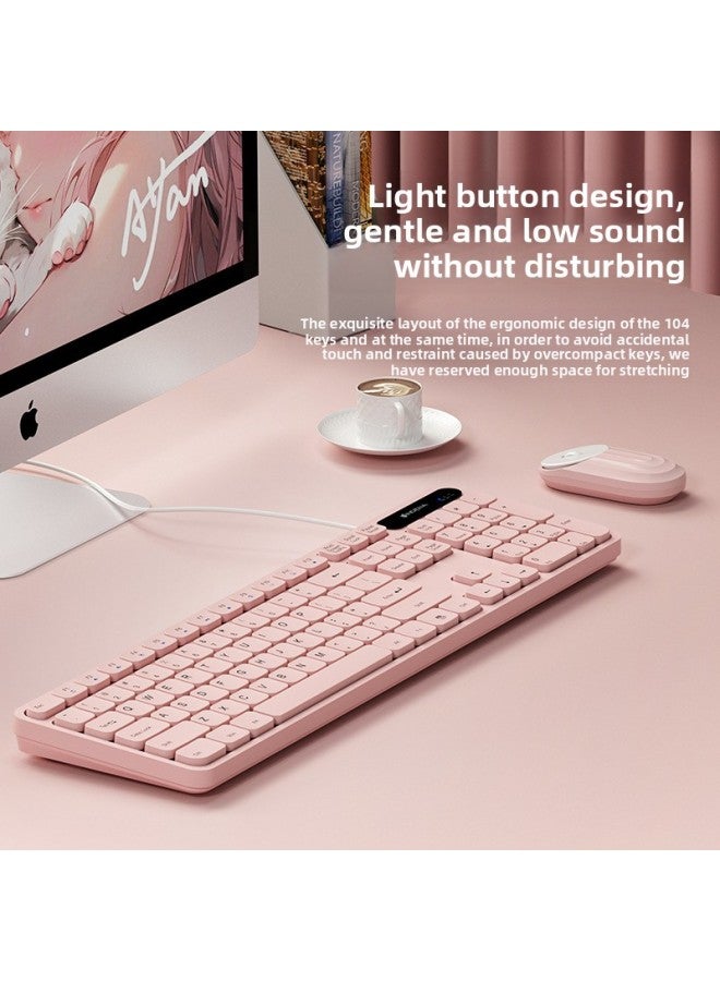 Unisex Mute Wired Office Desktop High Color Value Endurance Wireless Keyboard Game Long Laptop-Color:Fairy Pink [wireless Battery Version] Bass Keys/comfortable Feel + Multimedia Shortcut Keys-104 Keys-official Standard  - Image 4