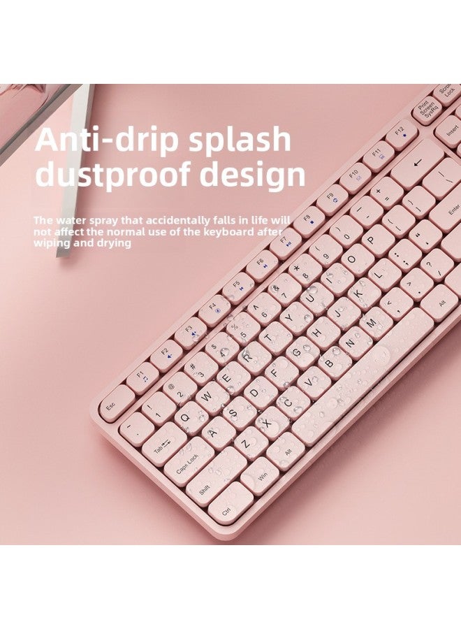 Unisex Mute Wired Office Desktop High Color Value Endurance Wireless Keyboard Game Long Laptop-Color:Fairy Pink [wireless Battery Version] Bass Keys/comfortable Feel + Multimedia Shortcut Keys-104 Keys-official Standard  - Image 5