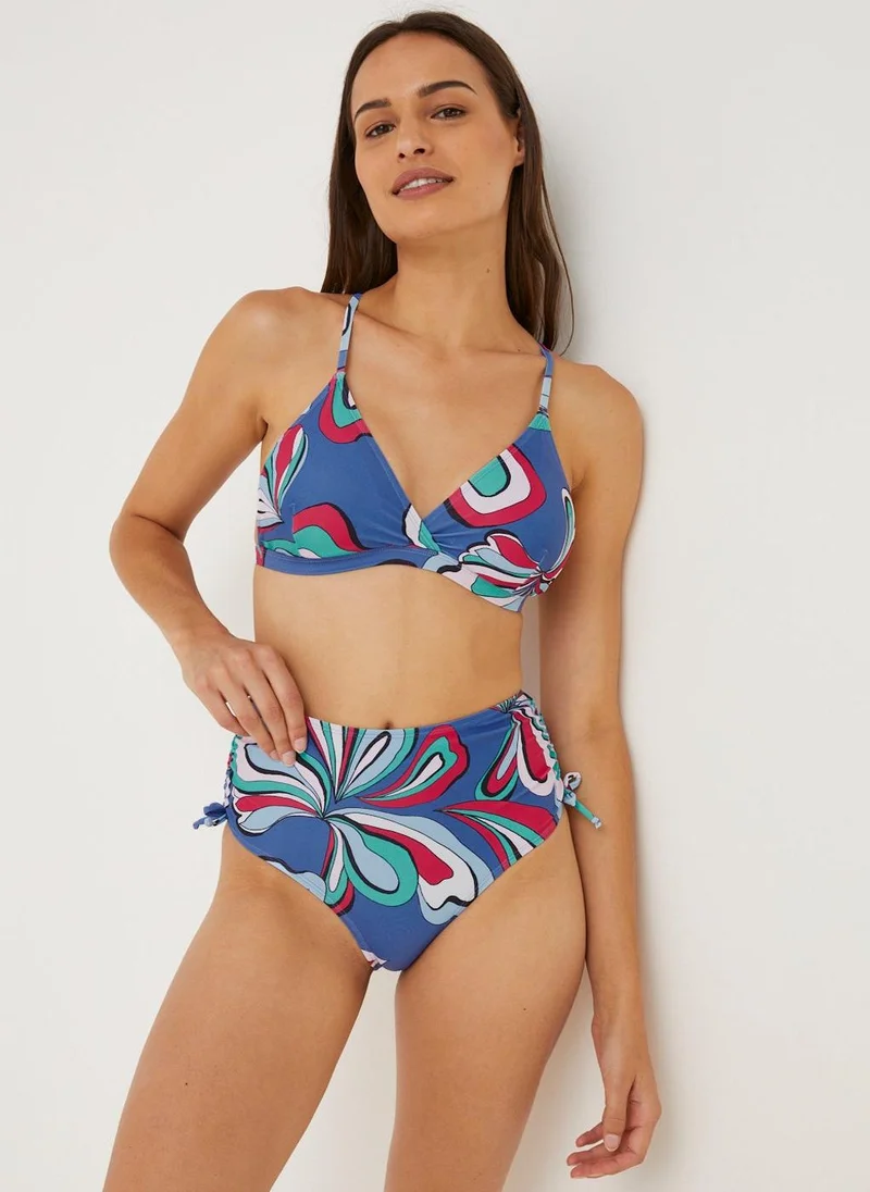 Matalan Print Ruched High Waisted Brazilian Bikini Bottoms