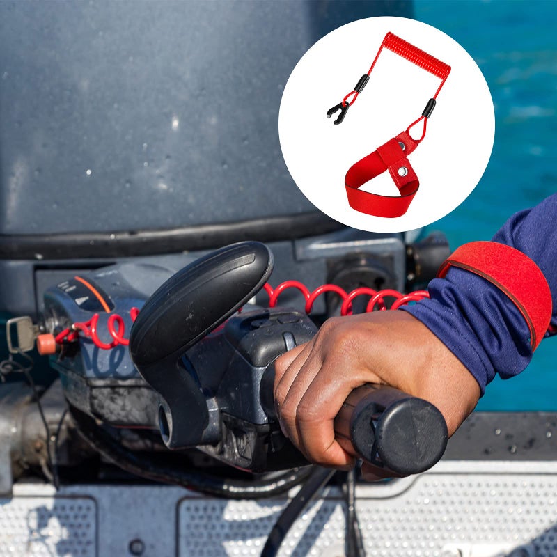 Shappy 4 Pcs Outboard Lanyard Motorboat Key Universal Outboard Switch Keys with Kill Safety Lanyard (Red,Classic) - Image 5
