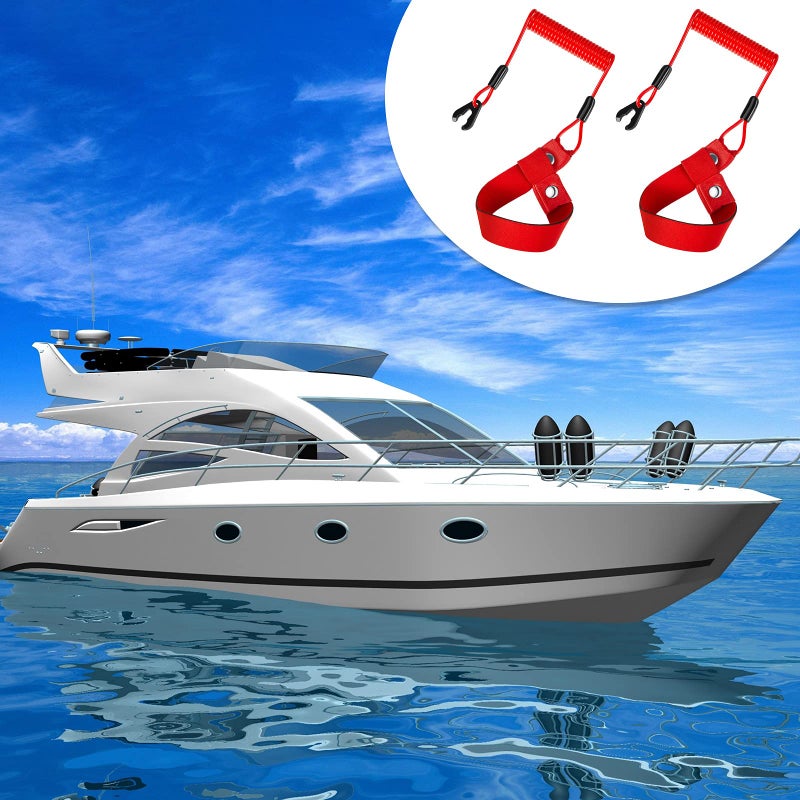 Shappy 4 Pcs Outboard Lanyard Motorboat Key Universal Outboard Switch Keys with Kill Safety Lanyard (Red,Classic) - Image 4