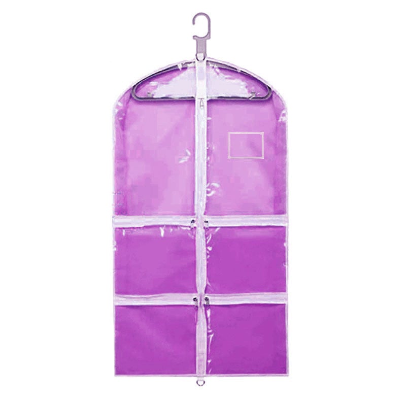 37-inch Kids Transparent Dress Dust Cover with 4 Zip Pockets Purple 