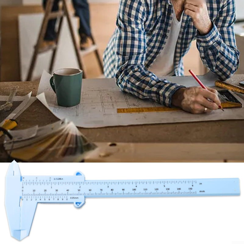 Blue Vernier Caliper 0 150mm Plastic Precision Measuring Tool Depth Height Diameter - Image 5