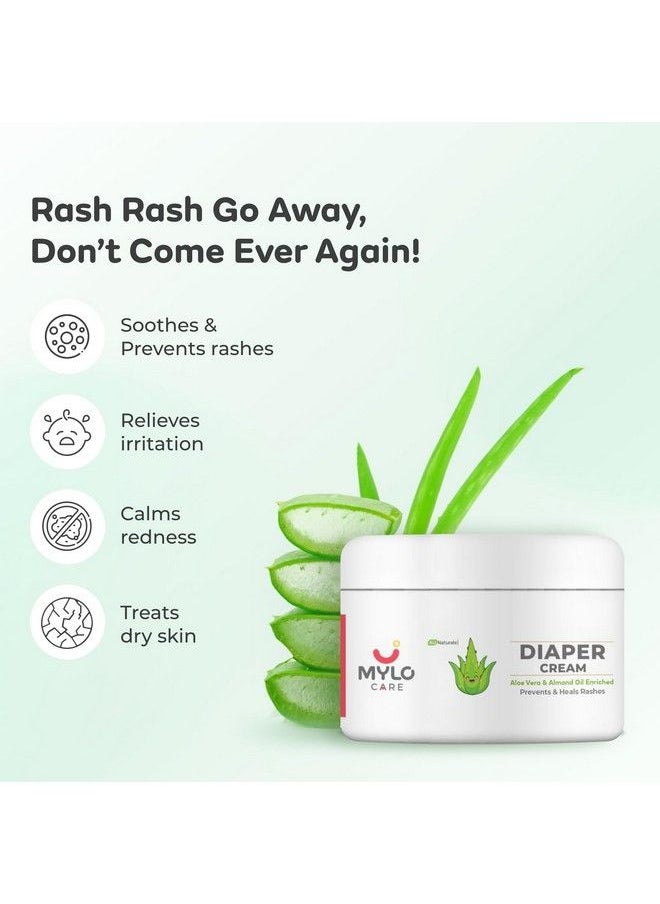 MYLO CARE Baby Natural Diaper Rash Prevents And Heals Cream Formula Gentle And Care With Aloe Vera Almond Oil & Vitamin E50 Gm  - Image 3