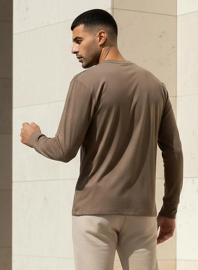 Love Pangolin BROWN Love Pangolin Men Henley Neck T shirt for Men | Best Price UAE