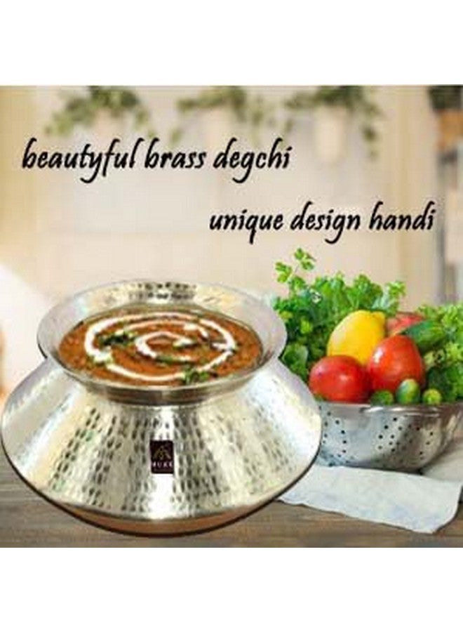 MUKE Handmade Hammered Polished Pure Brass Water Pot Degchi Handi cookwere Indian Brass Cooking Vessel Color Golden Capacity 3.5 Liters Pack of 1 - Image 5