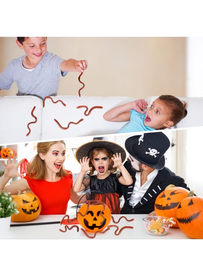 20 Pcs Fake Earthworm - Soft Stretchy Rubber Earthworm Lifelike Plastic Worm Trick for Halloween April Fool's Day Party Decoration, 7 Inch - Image 4