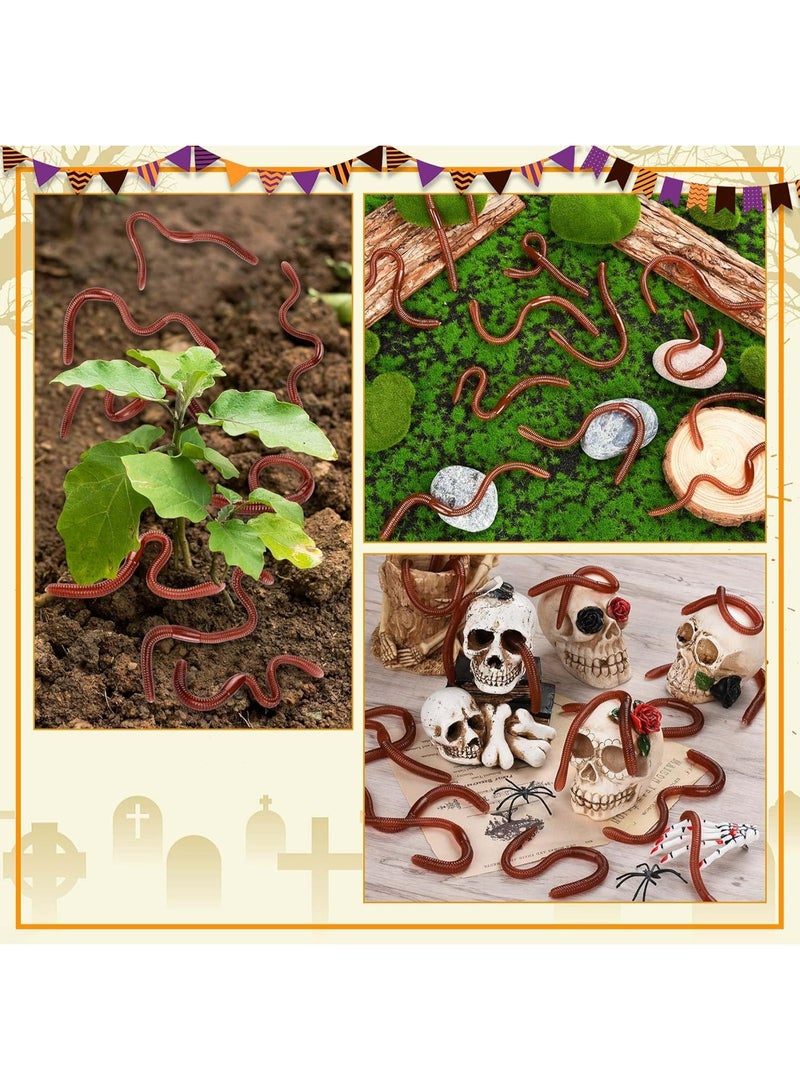 20 Pcs Fake Earthworm - Soft Stretchy Rubber Earthworm Lifelike Plastic Worm Trick for Halloween April Fool's Day Party Decoration, 7 Inch - Image 5