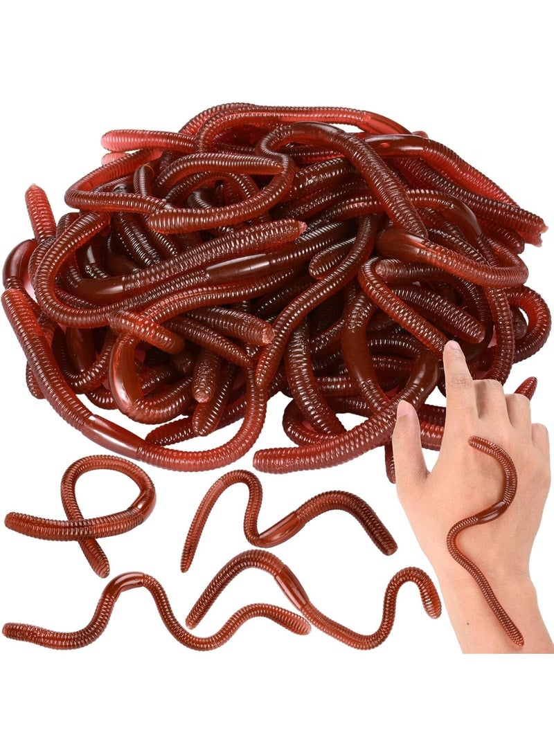 20 Pcs Fake Earthworm - Soft Stretchy Rubber Earthworm Lifelike Plastic Worm Trick for Halloween April Fool's Day Party Decoration, 7 Inch - Image 1
