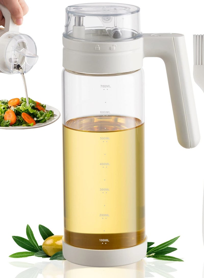 Excefore Olive Oil and Vinegar Dispenser Bottle,2.8cups White Large Olive Oil Holder with Easy Grip Handle,Borosilicate Glass No Drip Oil Bottles for Kitchen - Image 1