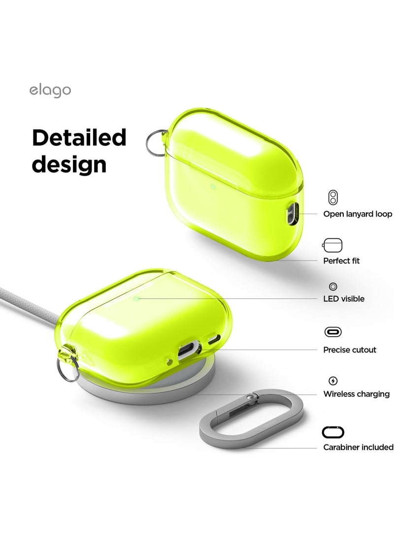 Elago Clear Hang designed for Airpods Pro 3 (2025) 3rd Generation case cover with Carabiner - Neon Yellow - Image 5