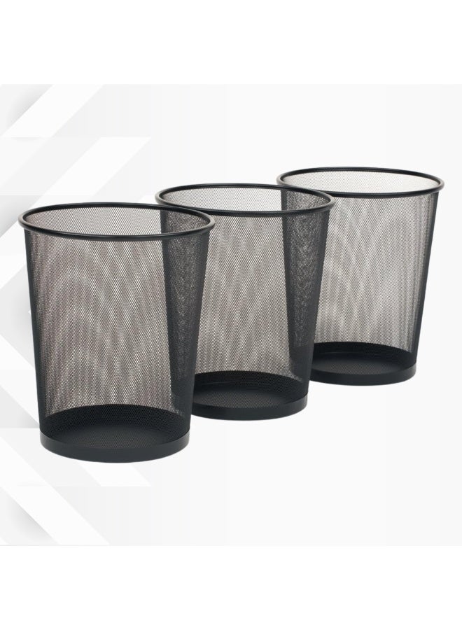 بكسل للأثاث مجموعة 3 قطع سلة مهملات دائرية من الأسلاك المعدنية من بكسل الأثاث، خفيفة الوزن وأنيقة، سلة مهملات مثالية للمنزل والمكتب - Image 1