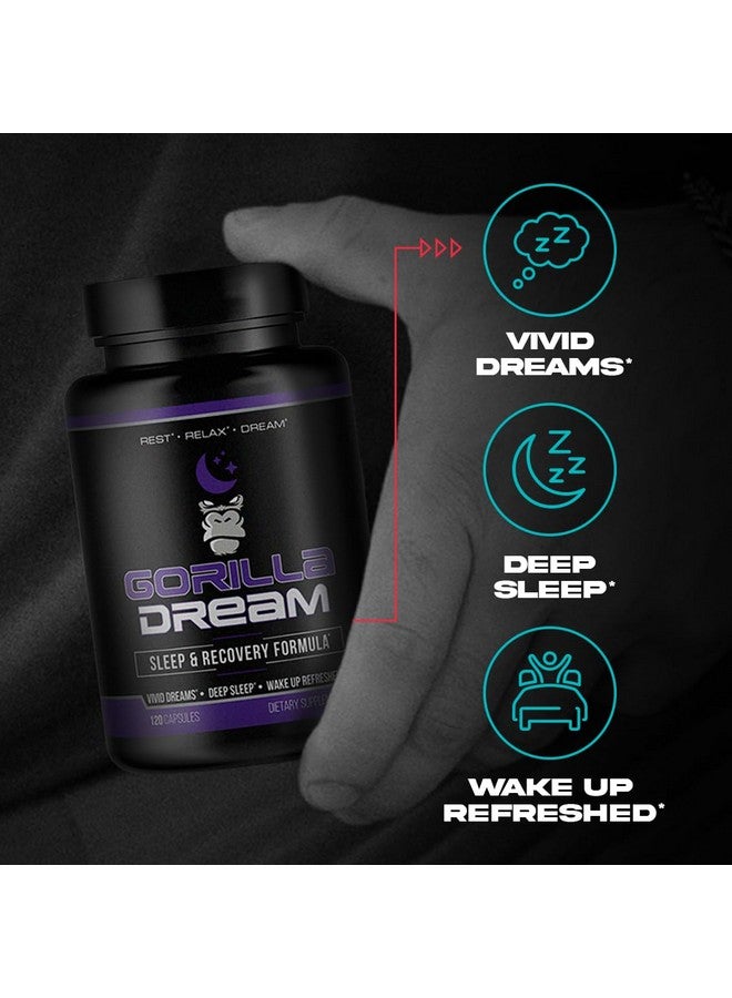 Gorilla Mind Dream Sleep Supplement (120 Capsules) - Nootropic Infused Comprehensive Sleep & Recovery Supplement - GABA, Melatonin, Valerian Root, Magnesium, L-Theanine, Sensoril, Ashwagandha & More - Image 2