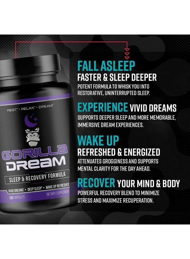 Gorilla Mind Dream Sleep Supplement (120 Capsules) - Nootropic Infused Comprehensive Sleep & Recovery Supplement - GABA, Melatonin, Valerian Root, Magnesium, L-Theanine, Sensoril, Ashwagandha & More - Image 3