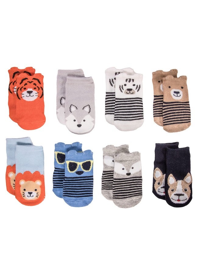 ليتل مي جوارب أطفال من ليتل مي، عبوة من 8 قطع، بتصميم حيوانات، من عمر 0 إلى 12 شهرًا - Image 1