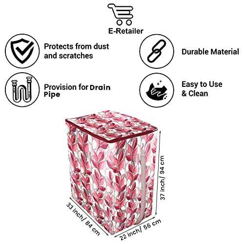 E-Retailer® Polyester Semi Automatic Washing Machine Cover With Zip Enclosure Suitable For 5kg to 8kg (Color-Leaf Pink, Size-33x22x37 Inches) - Image 3