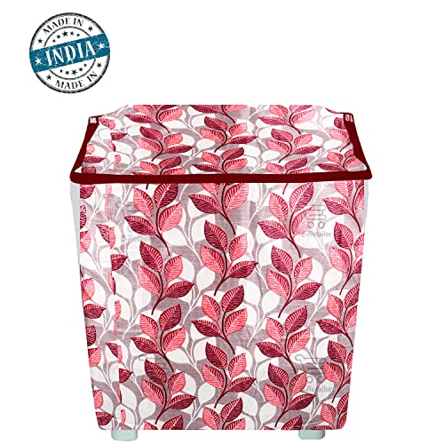 E-Retailer® Polyester Semi Automatic Washing Machine Cover With Zip Enclosure Suitable For 5kg to 8kg (Color-Leaf Pink, Size-33x22x37 Inches) - Image 5