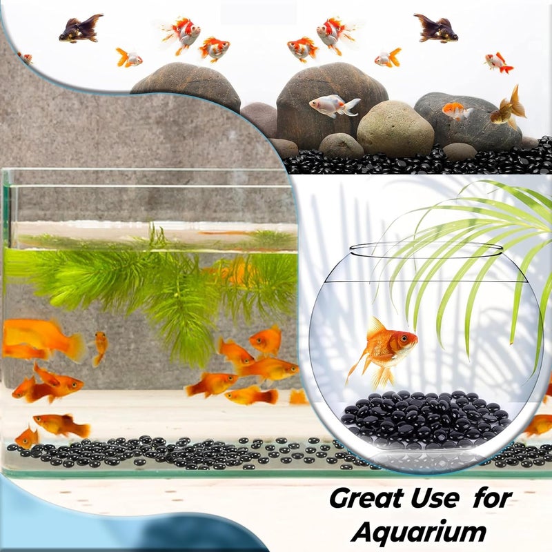 ARSUK Decorative Glass Pebbles, Stones Beads Rounded Gems Flat Marble, Vase Filler, Fire Artificial Crystal Gemstones for Aquarium, Mosaic Tiles Vases Craft, Garden Flowerpot, Landscaping (70-80pcs) - Image 5