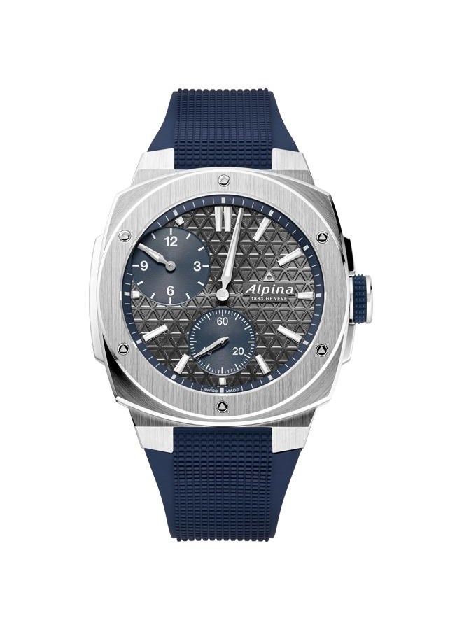 Men's Automatic Alpiner Watch, Blue Rubber Strap, Gray Dial Style
