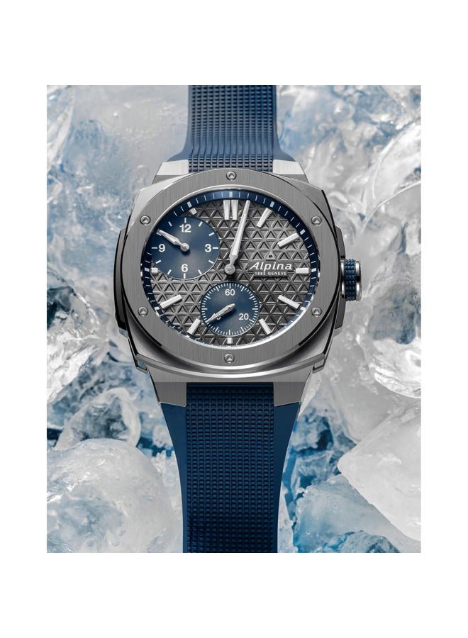 Alpina ساعة أوتوماتيكية للرجال من ألباينر، حزام مطاطي أزرق، قرص رمادي، الطراز: AL-650DGN4AE6 - Image 4