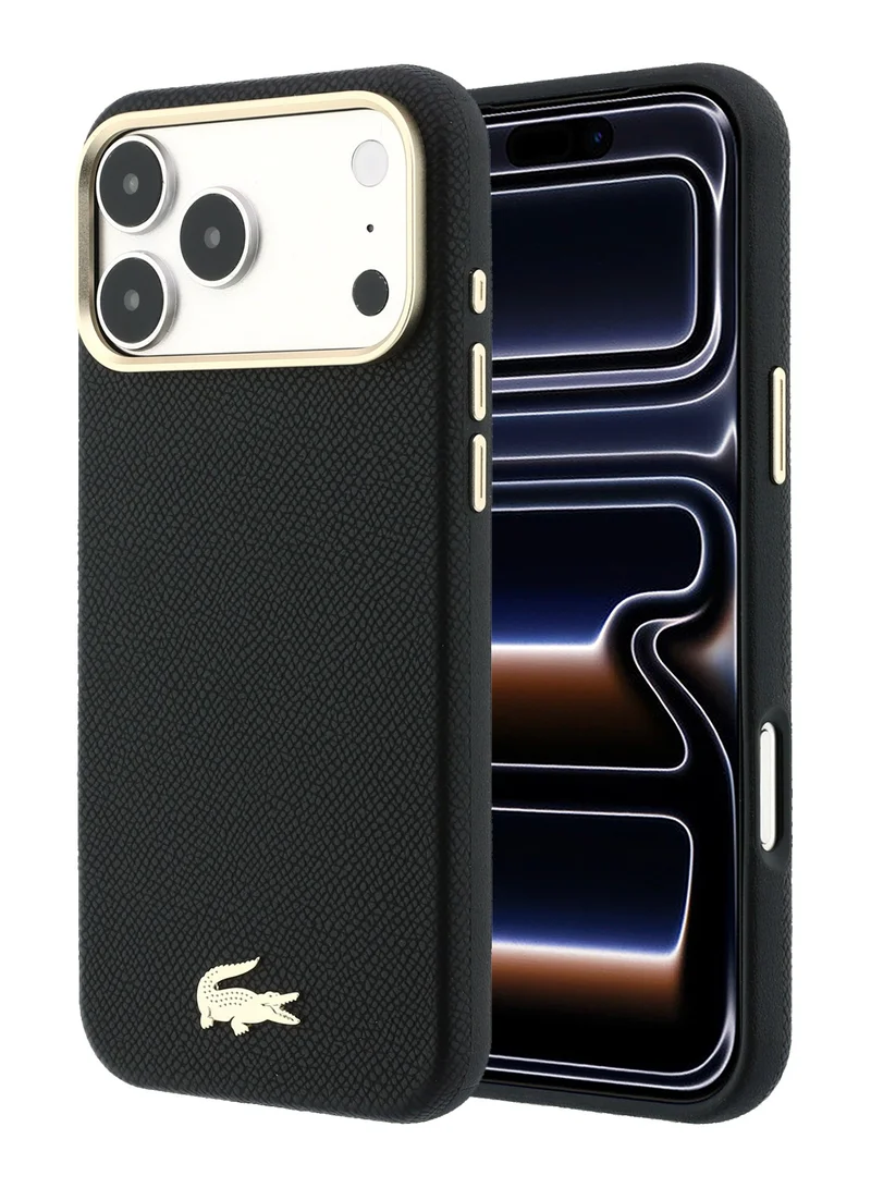 Lacoste iPhone 18 Pro Max MagSafe PU Leather Phone Case with Hard Back and Magnetic Ring, Champs Elysees Slim Cover for iPhone