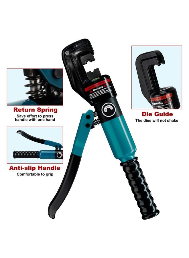 Tivorex Hydraulic Crimping Tool and Cable Cutter, 12 AWG to 00 (2/0), 10 Tons Electrical Terminal Cable Wire Tool Kit with 9 Die Sets - Image 3