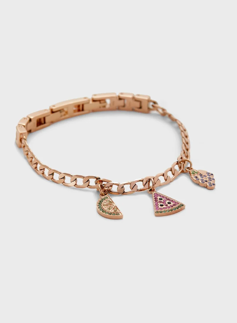 Juicy Couture Steel Strap Analog Watch+Charm Bracelet Set