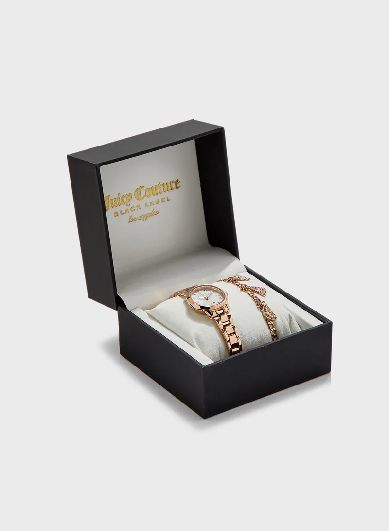 Juicy Couture Steel Strap Analog Watch+Charm Bracelet Set