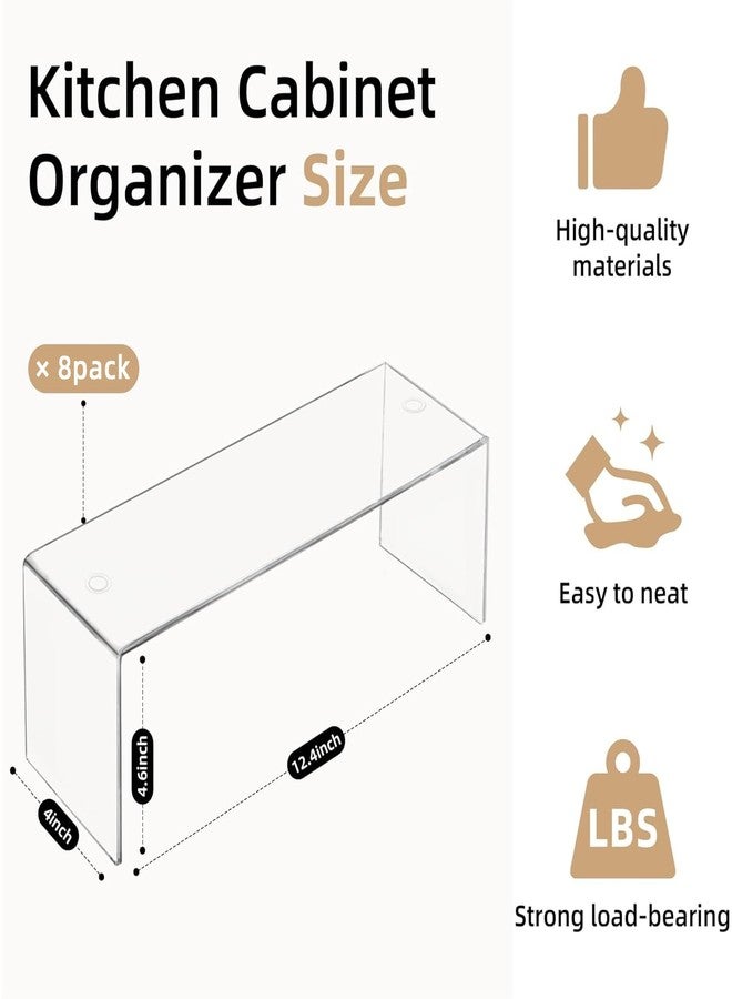 Aminigram 8 Packs Cabinet Organizer Shelf, Acrylic Kitchen Counter Shelves Organizer, Spice Rack for Dishes, Spices, Soda Cans and Bottles（12.4 x 4 x 4.6 inch） - Image 2