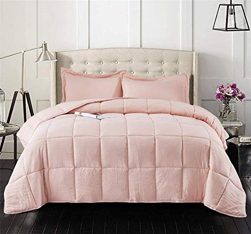 Homespun Soft Microfibre Comforter Blanket Lightweight Reversible Quilt Duvet All Weather, Double Bed, Pink Color - Image 1