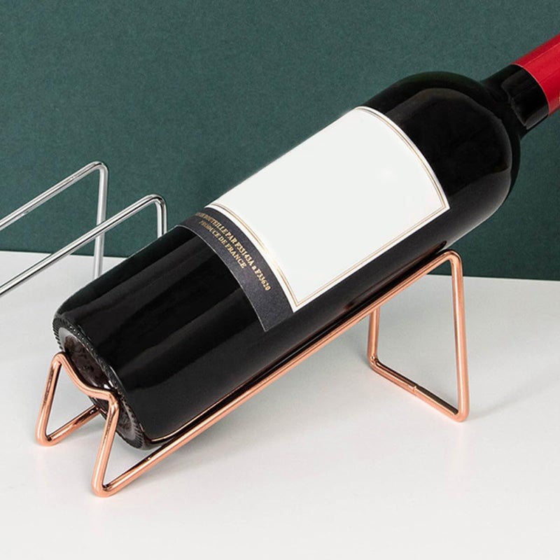 Metal Rose Gold Wine Rack Set Of 2 Modern Minimalist Countertop Bottle Holder For Kitchen Bar Display - Image 3