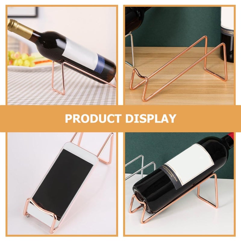 Metal Rose Gold Wine Rack Set Of 2 Modern Minimalist Countertop Bottle Holder For Kitchen Bar Display - Image 4