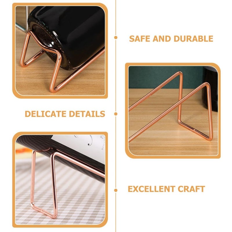 Metal Rose Gold Wine Rack Set Of 2 Modern Minimalist Countertop Bottle Holder For Kitchen Bar Display - Image 5