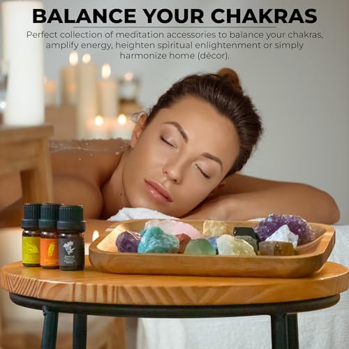 ZenseMe Crystals and Healing Stones Set 31Pcs - Healing Crystals & Stones - 14 Real Raw Chakra Rocks, 7 Gemstones Bottles, 3 Essential Oils,Pendant Necklace, Pendulum Board, Amethyst Cluster, Bracelet & Guide - Image 4