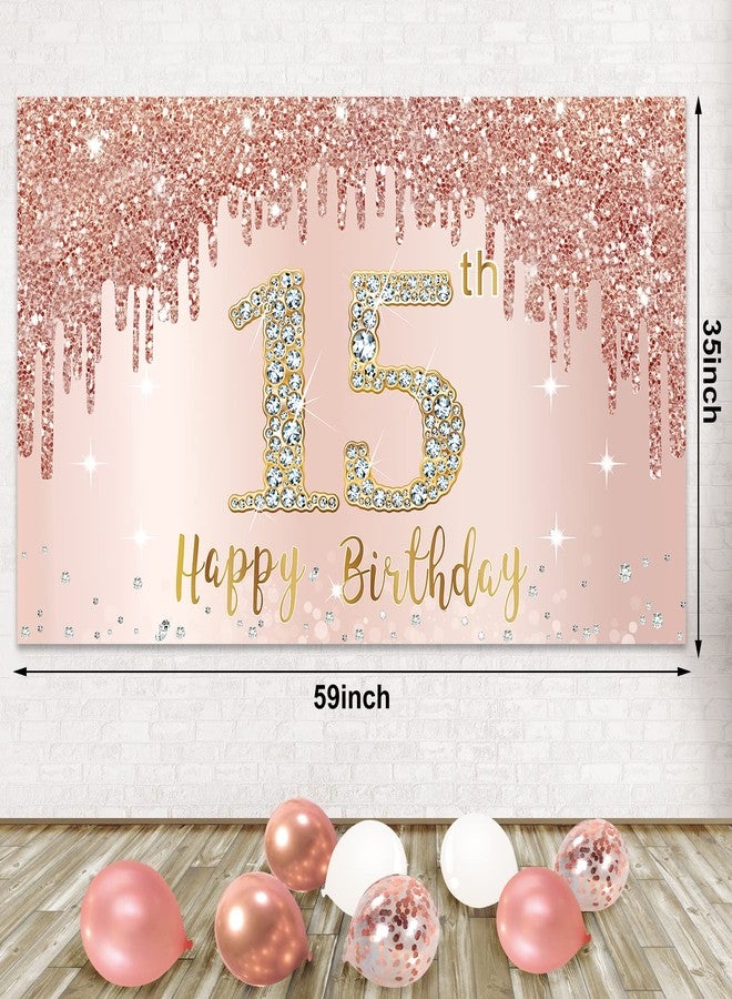 Bumqviy Happy 15th Birthday Banner Backdrop Decorations with Confetti Balloon Garland Arch, Rose Gold 15 Birthday Banner Balloon Set for Girls, Pink 15 Year Old Bday Poster Photo Booth Decor - Image 4